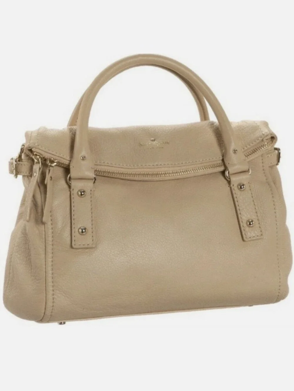 KATE SPADE COBBLE HILL LESLIE PEBBLE BEIGE LEATHER  PURSE